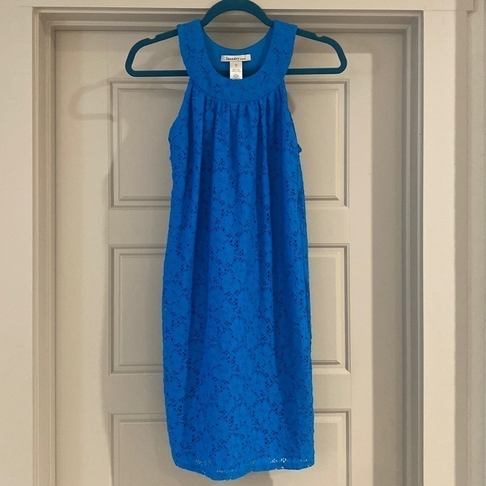 LAUNDRY by Design Blue Flower Eyelet Dress